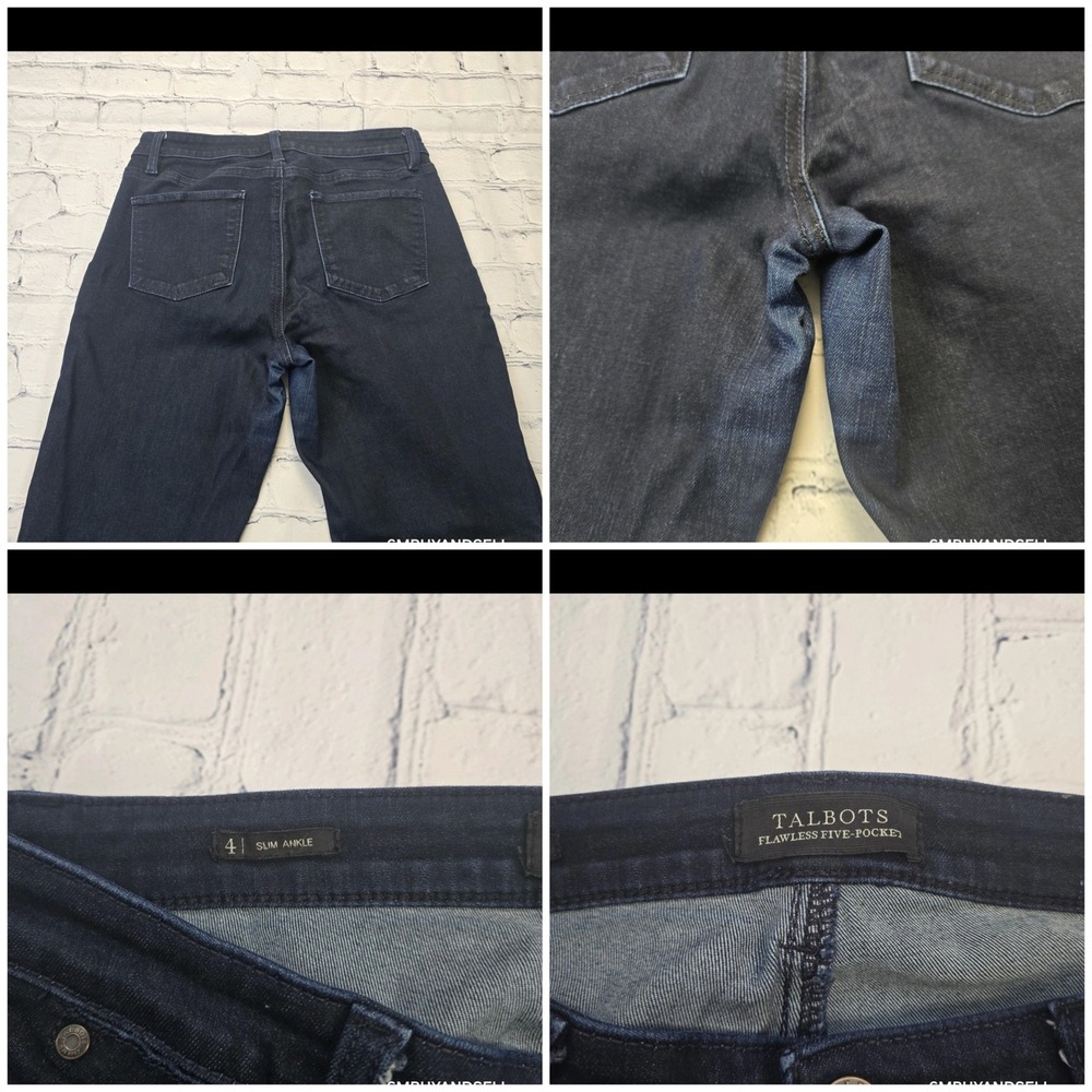 Talbots Flawless Five-Pocket Slim Ankle Jeans Indigo Blue Size‎ 4 Fits 29x27 - Picture 6 of 15